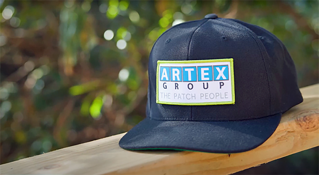 Cap with patch attached to market our company, Artex Group: The Patch People